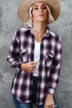 Women's Plaid Cotton Flannel Shirt with Chest Pockets