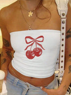 Women's Bandeau Top with Bold Statement Print