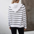 Women's Striped Cardigan with Hood and Pockets