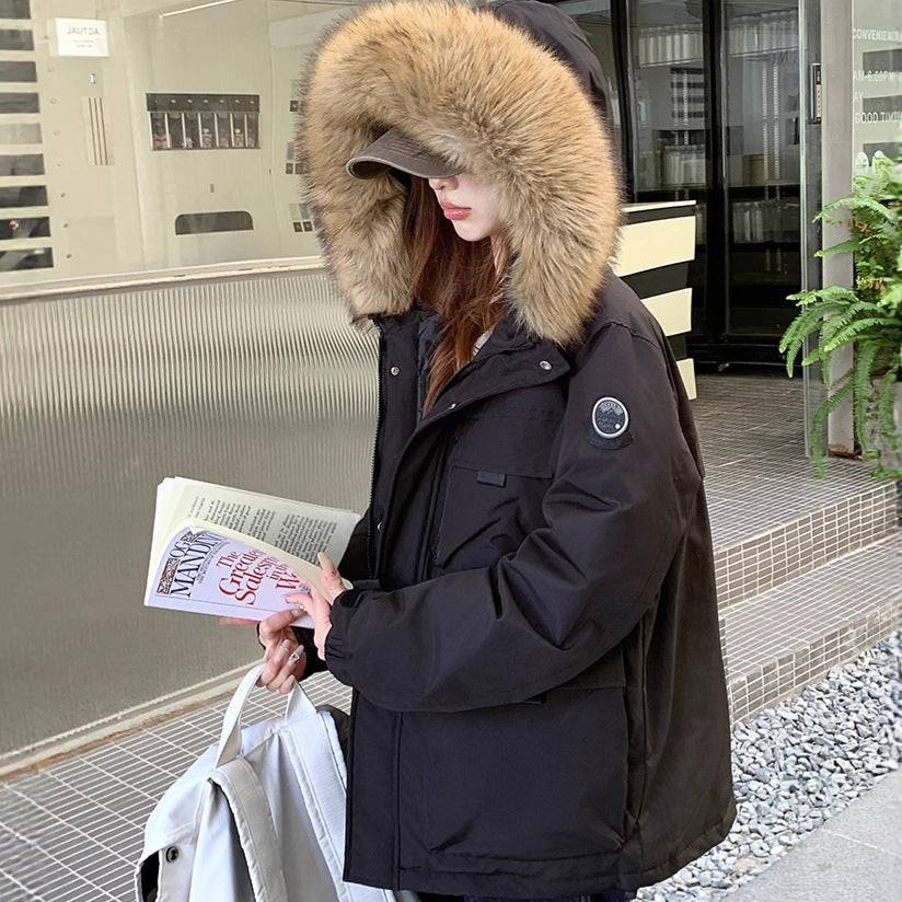 Women's Functional Parka with Detachable Faux Fur Collar and Practical Pockets