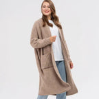 Women's Cozy Knit Coat with Large Pockets and Oversized Fit