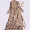 Women's Elegant Long Coat with Asymmetrical Cut and High Collar
