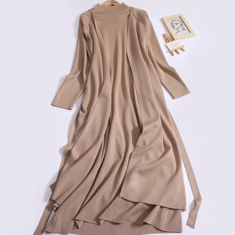 Women's Elegant Long Coat with Asymmetrical Cut and High Collar