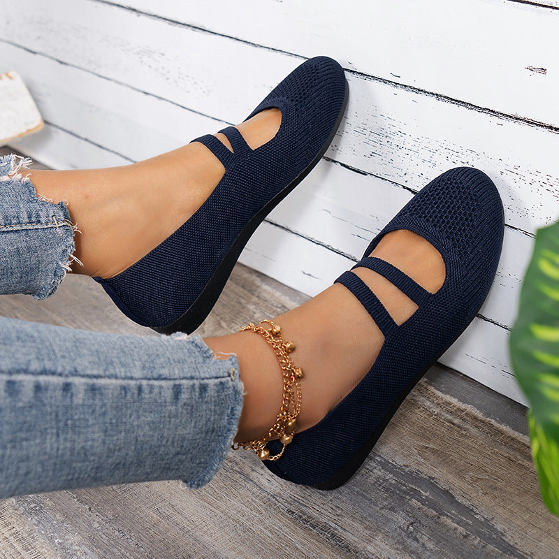 Women's Elastic Cross-Strap Breathable Ballet Flats