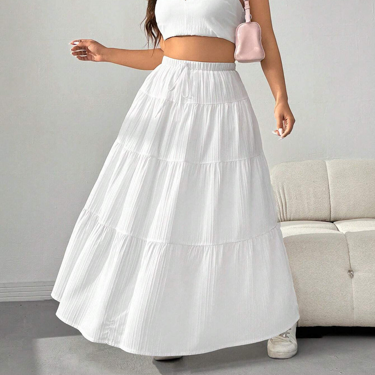 Women's Tiered Maxi Skirt with Elastic Waistband