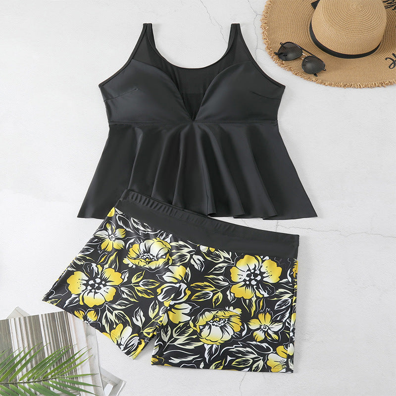 Women's Swim Set with Airy Top and Floral Shorts