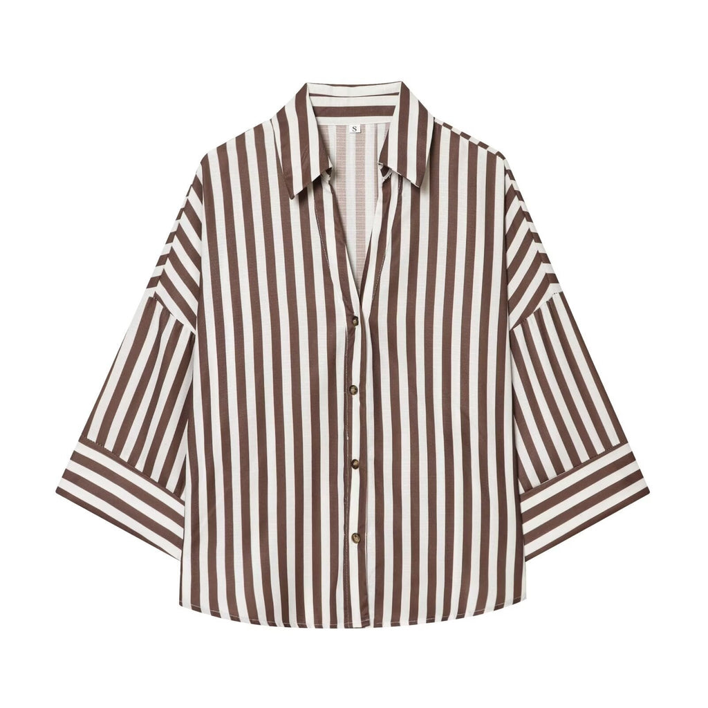 Women's Shirt Blouse with Casual Cut and Elegant 3/4 Sleeves