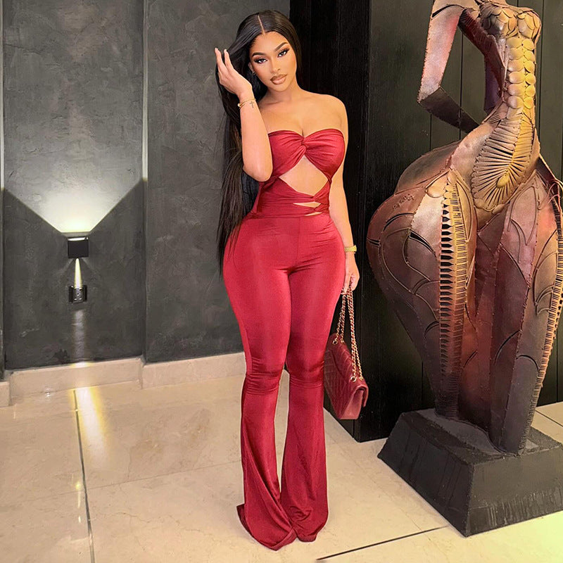 Elegant Cut-Out Jumpsuit with Flowing Legs