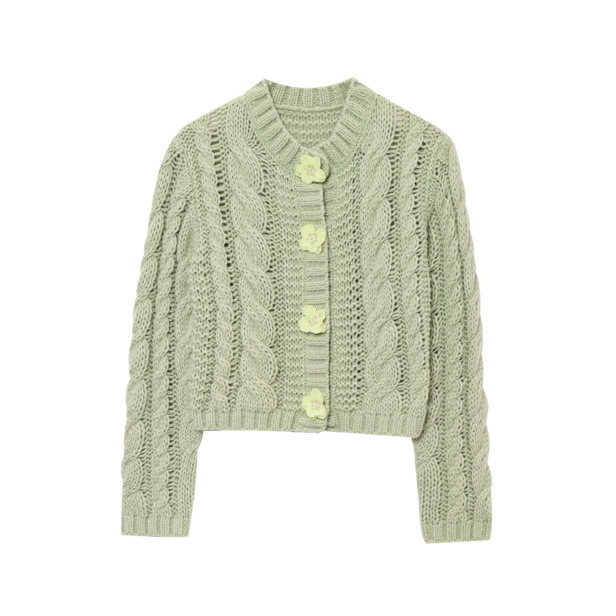 Women's Cropped Cardigan with Floral Detail