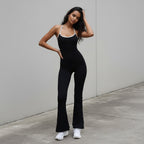 Women's Fluffy Wide-Leg Jumpsuit with Sophisticated Back Cutout