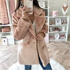 Women's Elegant Faux Fur Jacket with Patch Pockets
