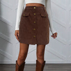Women's Fashionable Corduroy Skirt with Practical Pockets