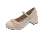 Women's Ballet Flats with Strap and Knit Detail
