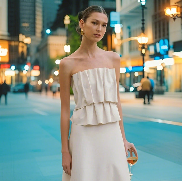 Women's Off-Shoulder Evening Dress with Flowing Hem