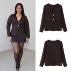 Women's Elegant V-Neck Button-Down Cardigan