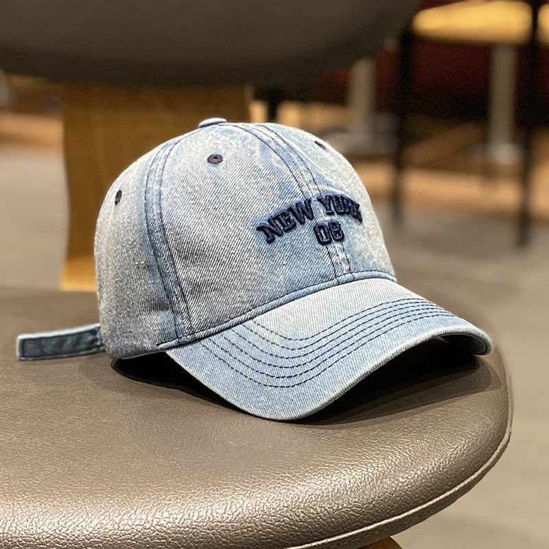 Men's Distressed Denim Style Baseball Cap