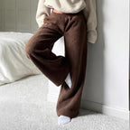 Women's Fluffy Joggers with Elastic Waist and Side Pockets