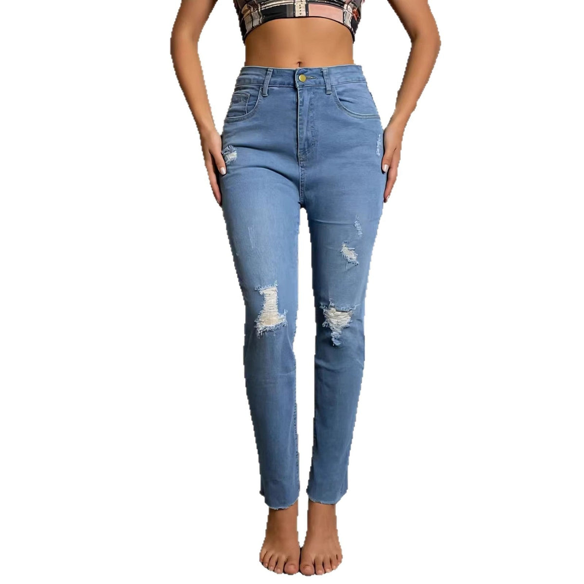 Women's High-Rise Ripped Jeans