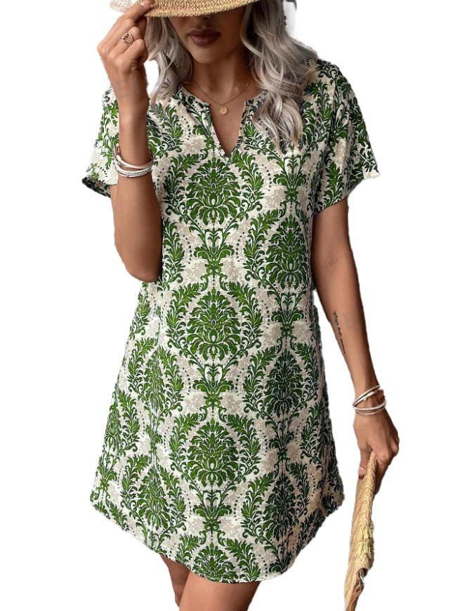 Women's Casual Floral V-Neck Dress