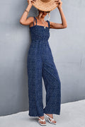 Women's Airy Jumpsuit with Spaghetti Straps and Playful Polka Dot Pattern