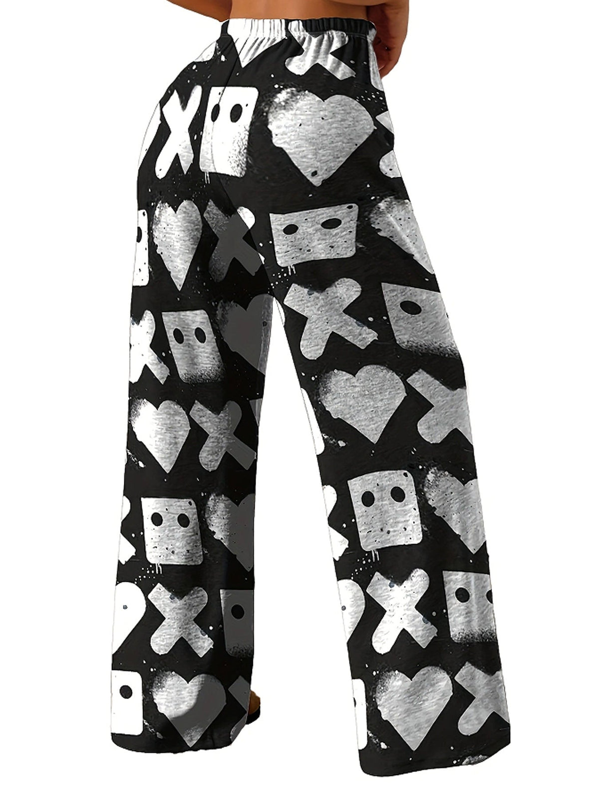 Women's Casual Pants with Unique Print and Elastic Waistband