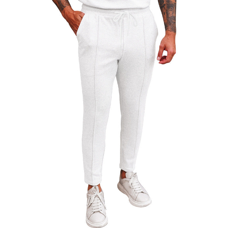 Women's Elastic Casual Pants with Waffle Texture