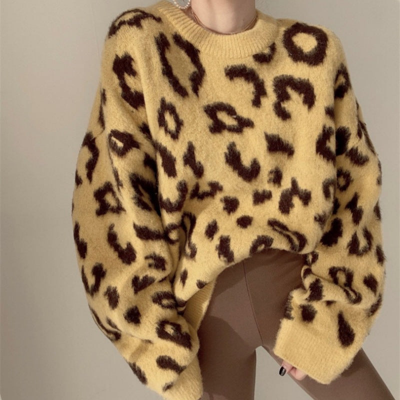 Women's Fluffy Leopard Print Sweater