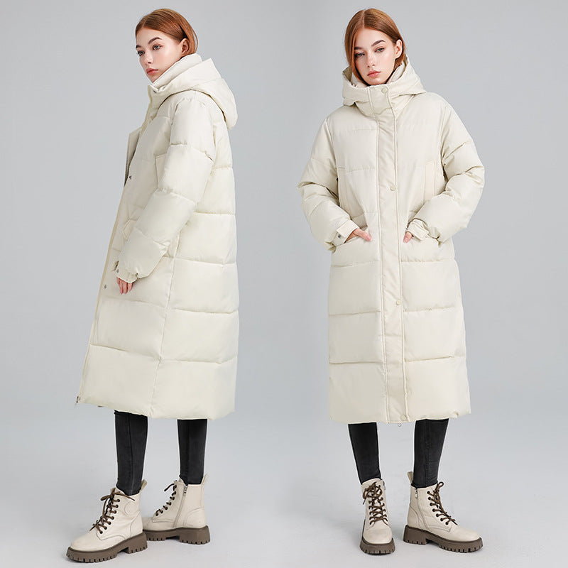 Women's Long Insulated Winter Jacket with Hood
