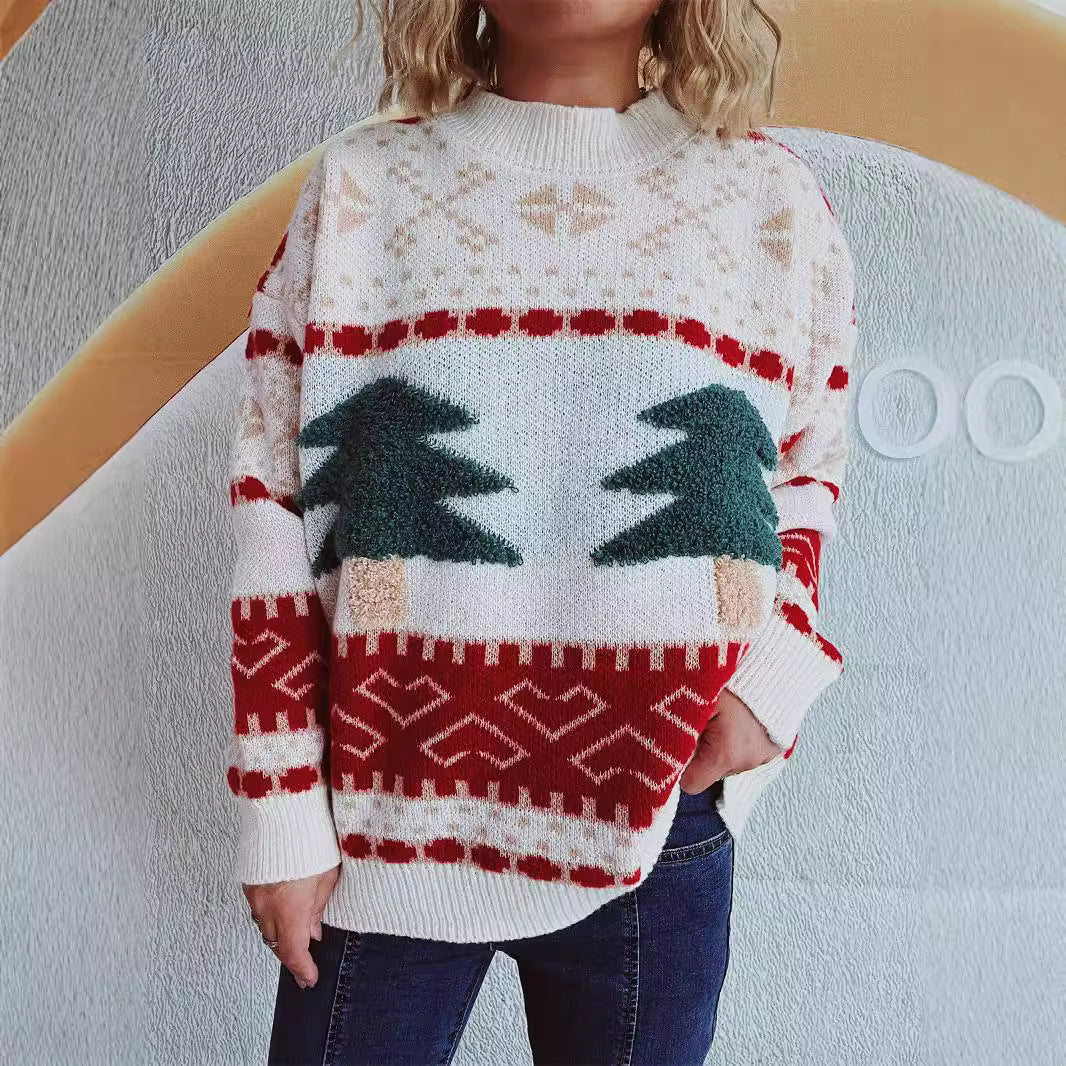 Women's Festive Knit Sweater with Holiday Motif