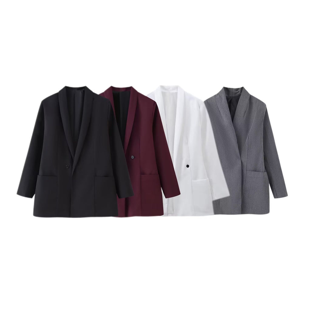 Elegant Blazer Jacket with Pockets and Modern Cut