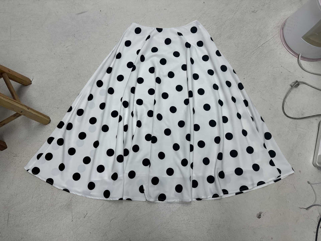 Flared Midi Skirt with Lace Waistband
