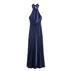 Women's Evening Dress with High Collar and Flowing Cut