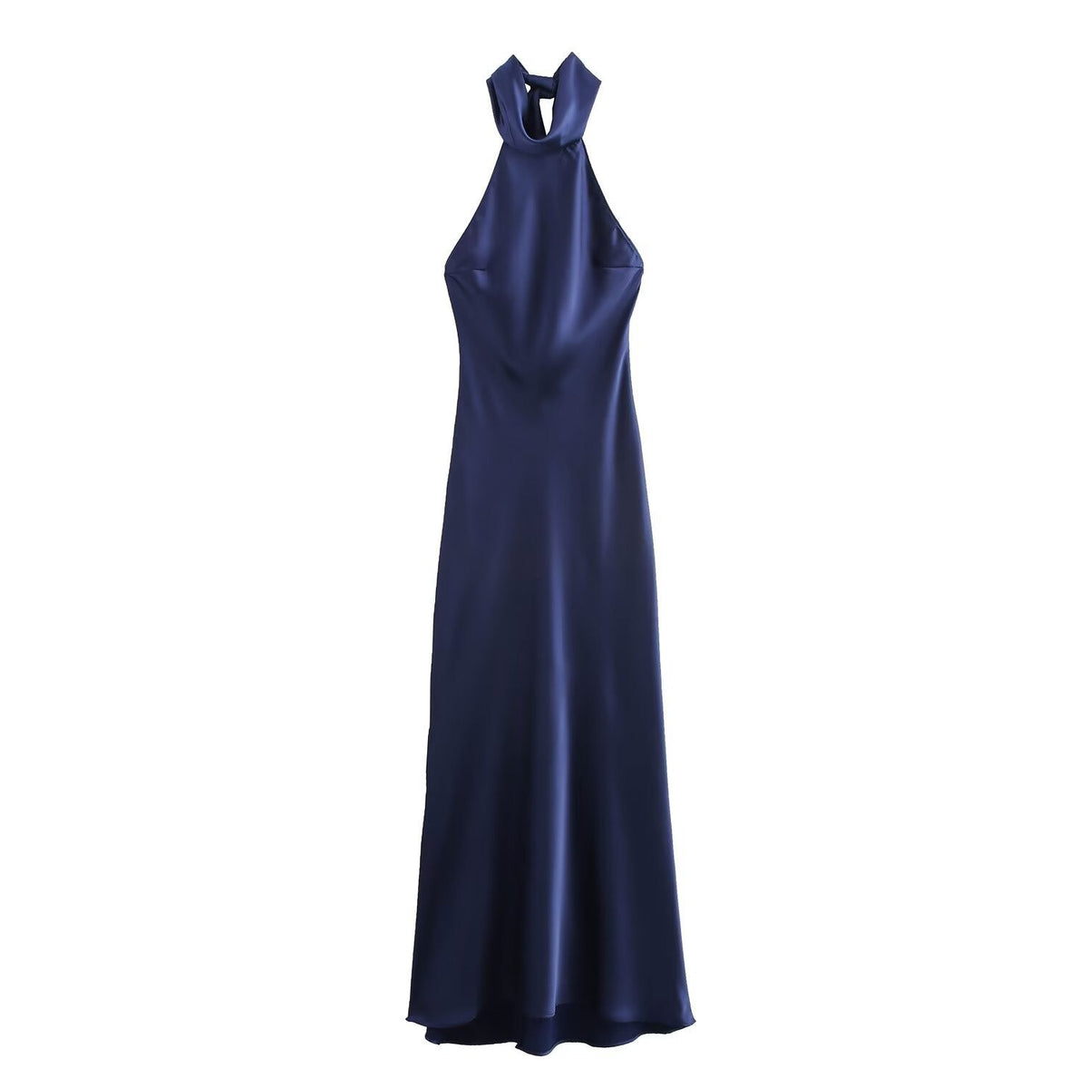 Women's Evening Dress with High Collar and Flowing Cut