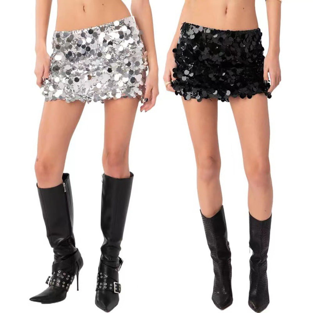 Women's Glitter Sequin Mini Skirt