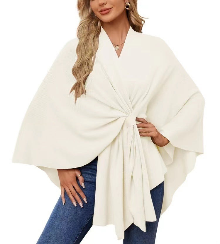Women's Elegant Wrap Sweater with Asymmetrical Cut