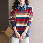 Women's Striped Knit Sweater with Casual Fit