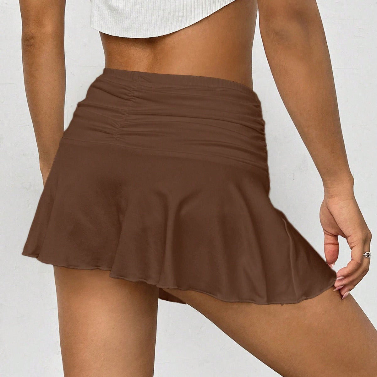 Women's Mini Skirt with Casual Ruffles