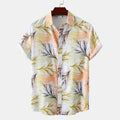 Women's Short-Sleeve Shirt with Creative Plant Print and Airy Fit