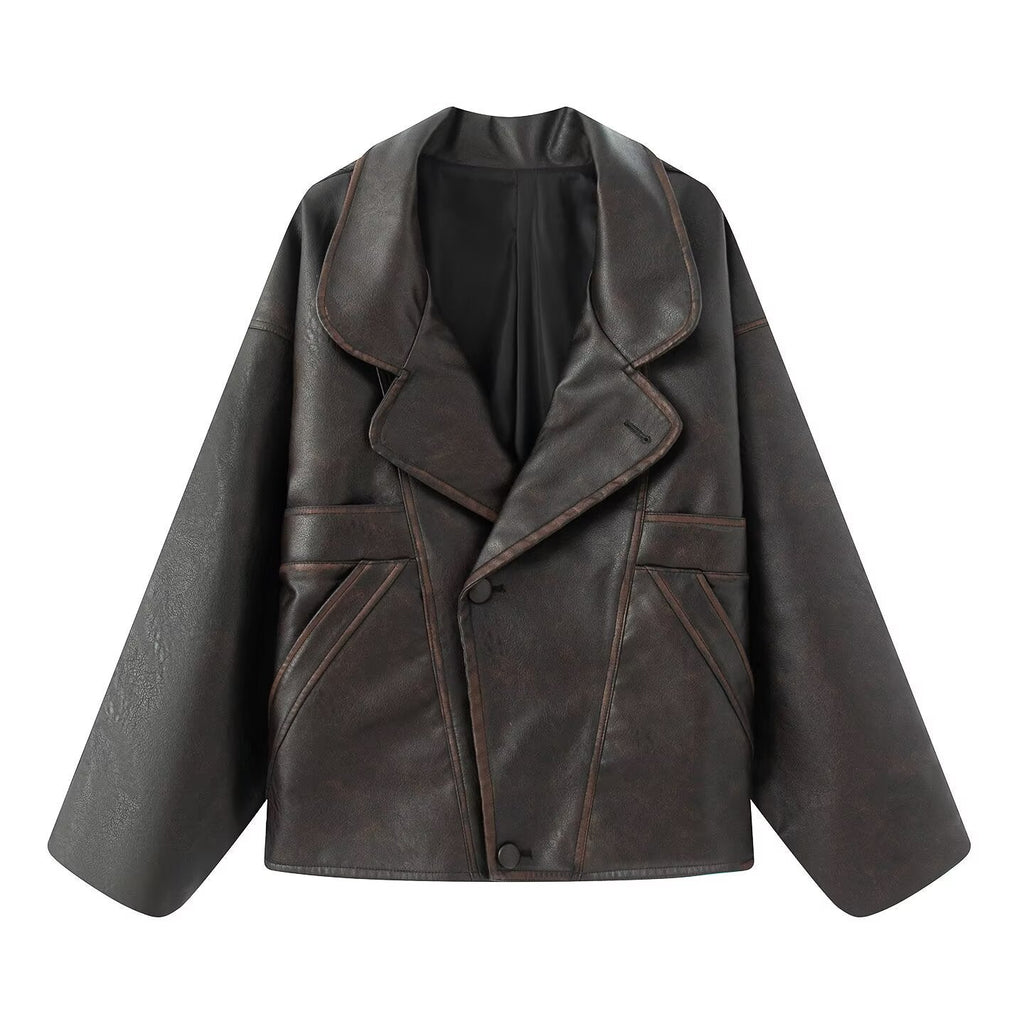 Women's Elegant Oversized Faux Leather Jacket