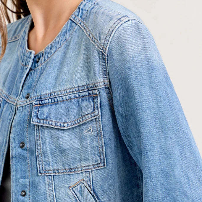 Women's Denim Jacket with Relaxed Fit