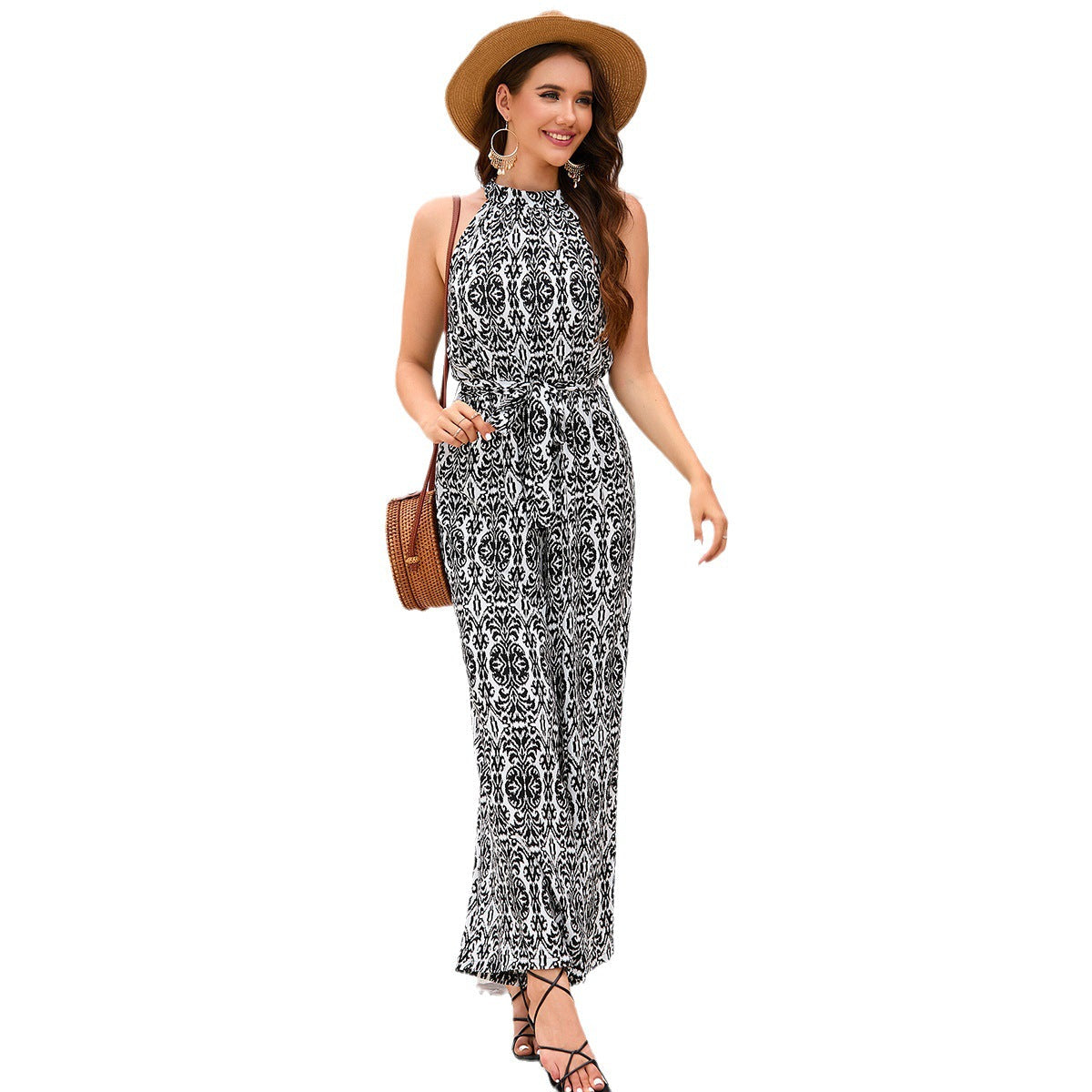 Women's A-Line Jumpsuit with Tie Belt