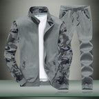 Men's Sportive Tracksuit Set with Camouflage Sleeves