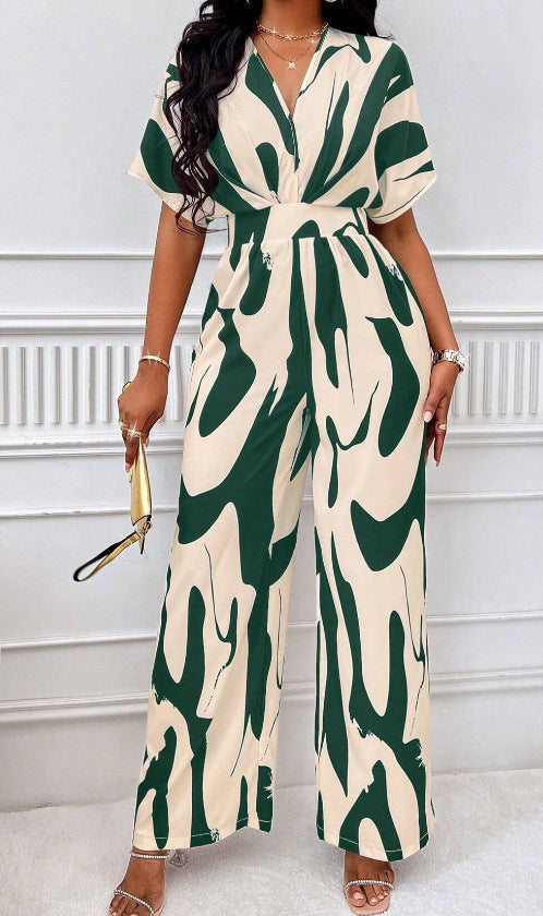 Women's Jumpsuit with Wide Sleeves and Elegant Belt