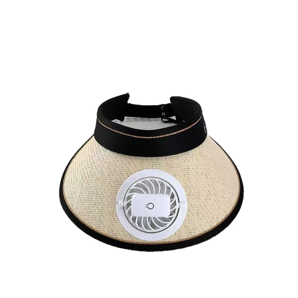 Breathable Sun Visor with Detachable Front Fan and Adjustable Neck Strap