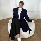 Women's Elegant Tailored Blazer with Asymmetric Cut and Belt