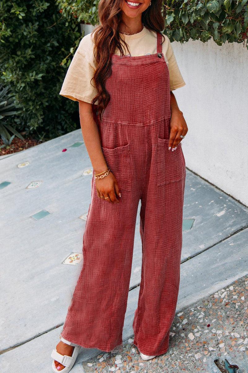 Women's Casual Overall with Pockets and Wide Leg