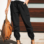 Women's Casual Cargo Pants with Elastic Waistband
