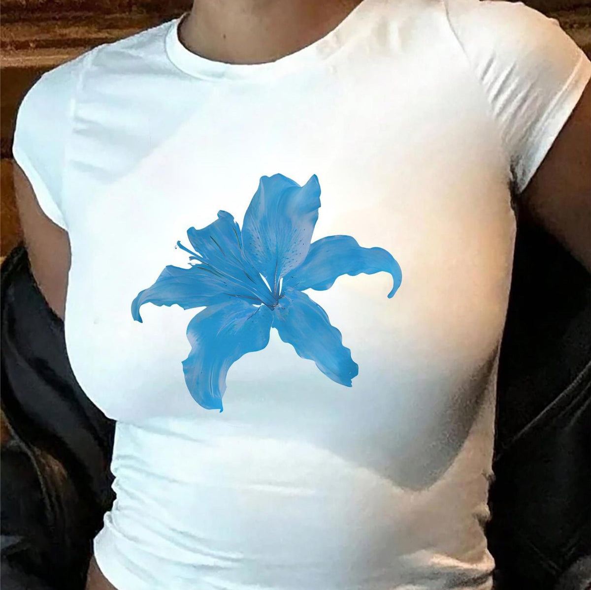 Women's Lips Print Crop T-Shirt