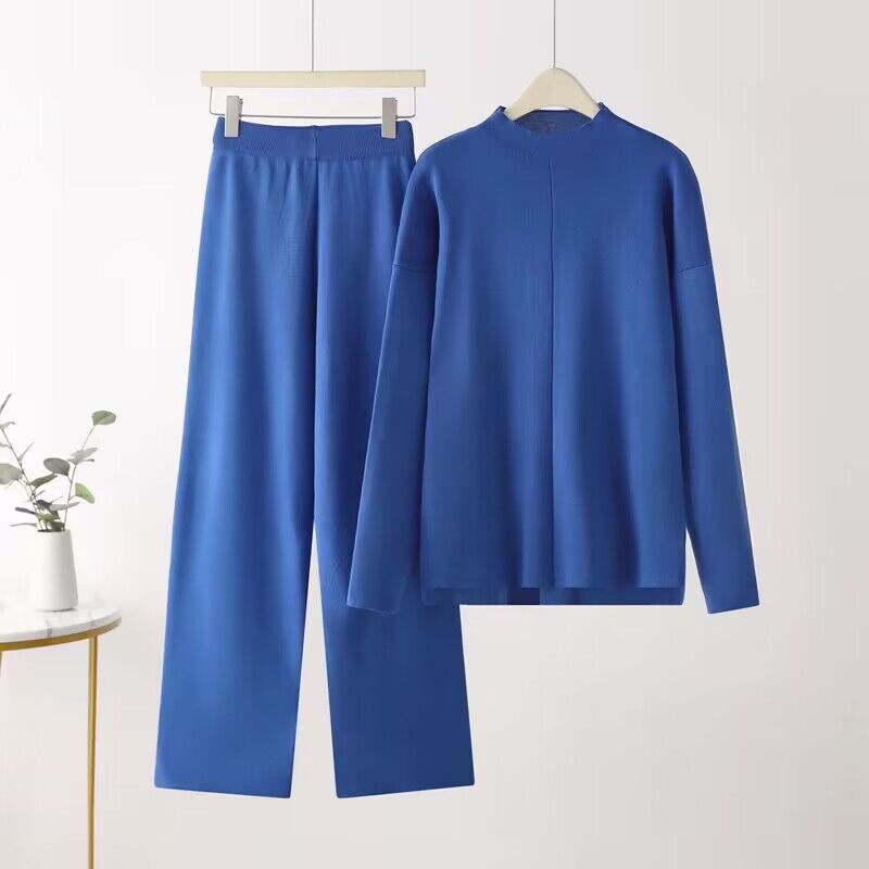 Elegant Long-Sleeve Top and Palazzo Pants Set