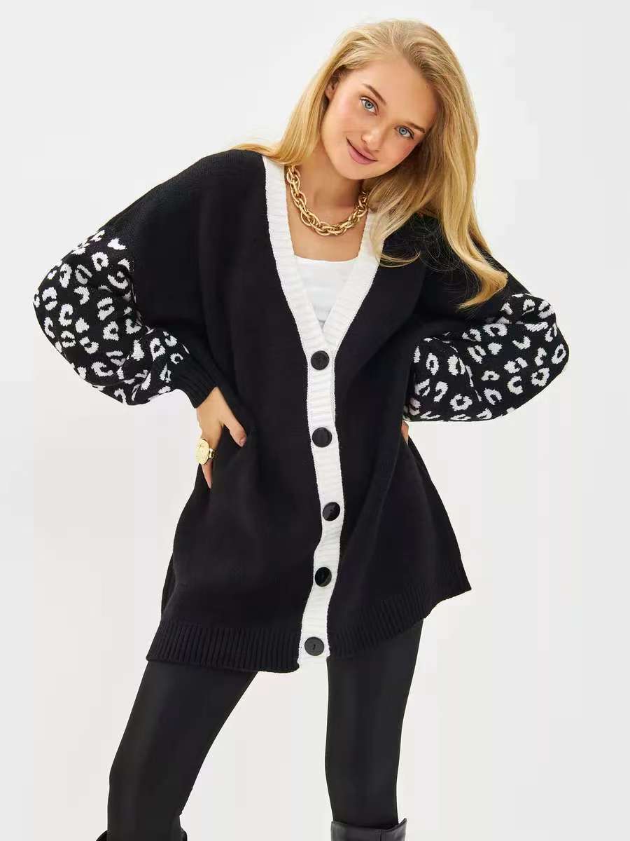 Women's Leopard Print Button-Up Cardigan